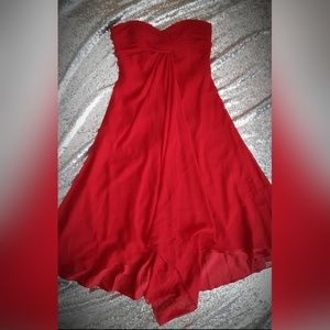 Strapless Hi-Low Chiffon Short Dress